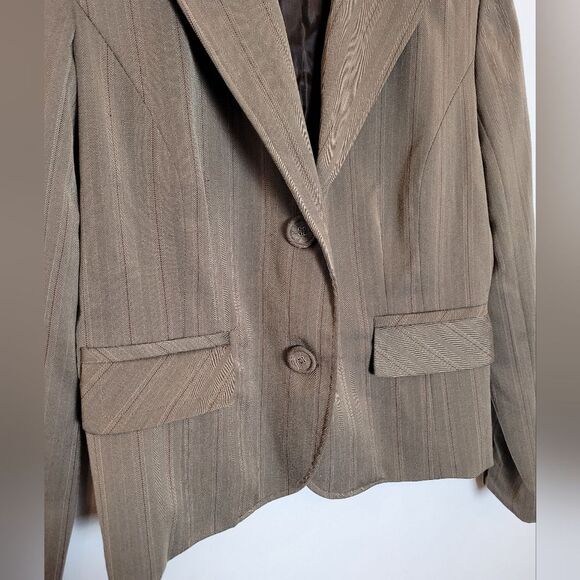 G.H. Bass Blazer Brown Pinstripe Schoolboy Office Y2K 90s Preppy Old Money 4 - Picture 9 of 11